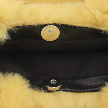 Surell Y2K Smiley Yellow Faux Fur Tote Bag for Girls