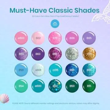 Beetles Summer Mermaid Gel Nail Polish Set: 20 Colors & Base Coat