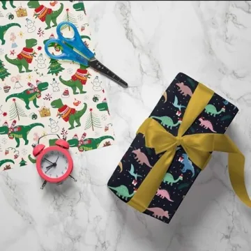 Exciting Dinosaur Christmas Wrapping Paper Sheets - 6 Pack