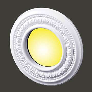 Renovators Supply Manufacturing Recessed Lighting Trim 8 in. Wide White Polyurethane Ornate Floral Recessed Ceiling Light Trims