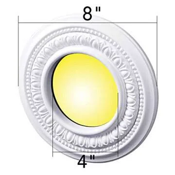 Renovators Supply Manufacturing Recessed Lighting Trim 8 in. Wide White Polyurethane Ornate Floral Recessed Ceiling Light Trims