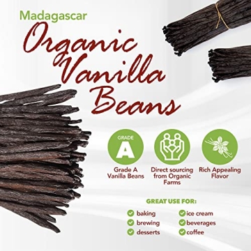 50 Organic Madagascar Vanilla Beans for Baking and Extract