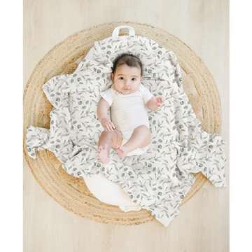 Konssy 3 Pack Muslin Swaddle Blankets for Unisex, Newborn Receiving Blanket, Large 47 x 47 inches, S...