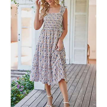 BTFBM Women's Summer Boho Floral Sundress Elegant Midi Dress