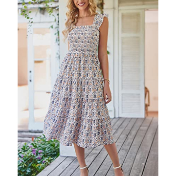 BTFBM Women's Summer Boho Floral Sundress Elegant Midi Dress
