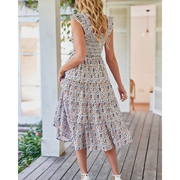 BTFBM Women's Summer Boho Floral Sundress Elegant Midi Dress