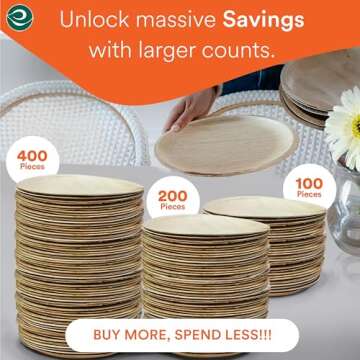 ECO SOUL Compostable 8 Inch Palm Leaf Round Plates (50 Count) Like Bamboo Plates | Biodegradable | Eco-Friendly, Microwave & Oven Safe