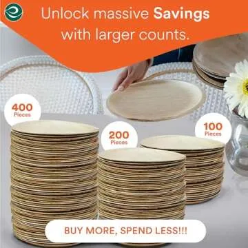 ECO SOUL Compostable 8 Inch Palm Leaf Round Plates (50 Count) Like Bamboo Plates | Biodegradable | Eco-Friendly, Microwave & Oven Safe
