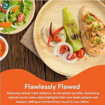 ECO SOUL Compostable 8 Inch Palm Leaf Round Plates (50 Count) Like Bamboo Plates | Biodegradable | Eco-Friendly, Microwave & Oven Safe