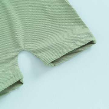 woshilaocai Baby Boy One Piece Swimsuit Rash Guard Short Sleeve Zipper Bathing Suit Beach Swimwear Sunsuit (Green,6-12 Months)