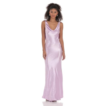 Lavender Satin Cowl Neck Maxi Dress for Elegant Occasions