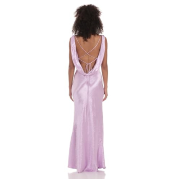 Lavender Satin Cowl Neck Maxi Dress for Elegant Occasions