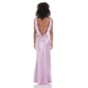 Lavender Satin Cowl Neck Maxi Dress for Elegant Occasions