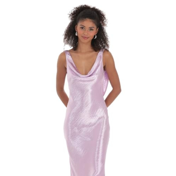 Lavender Satin Cowl Neck Maxi Dress for Elegant Occasions
