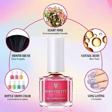 BORN PRETTY 6ml Stamping Polish colourful Nail Art Plate Printing Polish Polish 6 Colors