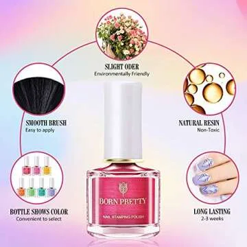 BORN PRETTY 6ml Stamping Polish colourful Nail Art Plate Printing Polish Polish 6 Colors