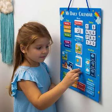 Simply Magic Kids Calendar 2025 - My First Daily Magnetic Calendar for Kids, All About Today Board, Days of The Week Toddler Calendar - Preschool Classroom Calendar for Wall, Circle Time Calendar