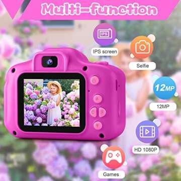 PROGRACE Kids Camera Girls Gift - Dual Selfie Kids Digital Camera Age 3 4 5 6 7 8 9 Year Old Childre...