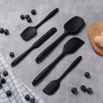 Silicone Spatula Set, 5 Piece Food Grade Rubber Spatulas for Baking, Cooking, and Mixing High Heat R...