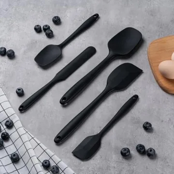 Silicone Spatula Set, 5 Piece Food Grade Rubber Spatulas for Baking, Cooking, and Mixing High Heat R...