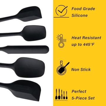 5-Piece Silicone Spatula Set for Baking and Cooking