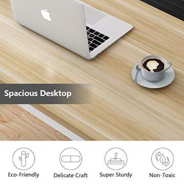 Tribesigns Computer Desk, 47 inch Modern Simple Office Desk Computer Table Study Writing Desk for Home Office, Light Walnut