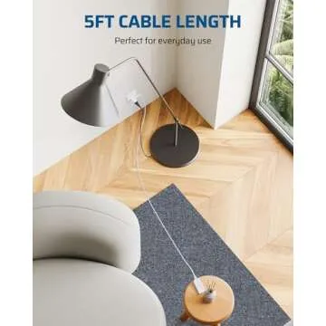 DEWENWILS Plug in Dimmer Switch for Lamp, Table Lamp Dimmer for Dimmable LED/CFL Lights and Incandescent Bulbs, Full Range Slide Control, 5 ft Extension Cord, UL Listed, White