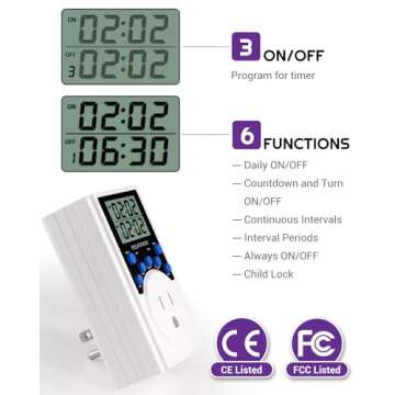 Timer Outlet, Nearpow Multifunctional Infinite Cycle Programmable Plug-in Digital Timer Switch with ...