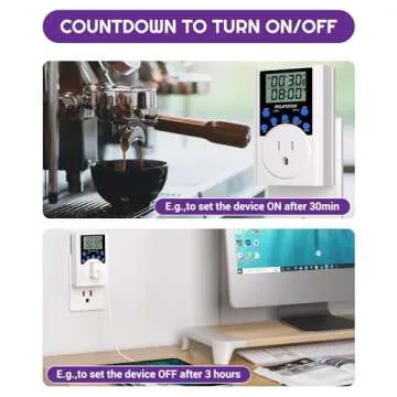 Timer Outlet, Nearpow Multifunctional Infinite Cycle Programmable Plug-in Digital Timer Switch with 3-Prong Outlet for Appliances, Energy-Saving Timer, 15A/1800W