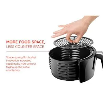 New House Kitchen Digital 6.8 Quart Air Fryer w/ Flat Basket, Oil-Free Touch Screen AirFryer, Dishwasher-Safe Parts, Fast Healthier Food, 60 Min Timer & Auto Shut Off, Extra Large Family Size, Black