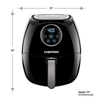 New House Kitchen Digital 6.8 Quart Air Fryer w/ Flat Basket, Oil-Free Touch Screen AirFryer, Dishwasher-Safe Parts, Fast Healthier Food, 60 Min Timer & Auto Shut Off, Extra Large Family Size, Black