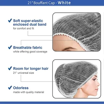 Disposable Bouffant Caps 100 Pcs Comfortable Breathable Hair Nets