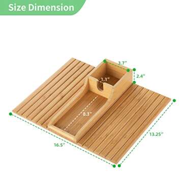 GEHE Bamboo Couch Cup Holder, Anti-Spill Sofa Arm Tray, Natural and Easy to Clean Couch Arm Cup Hold...
