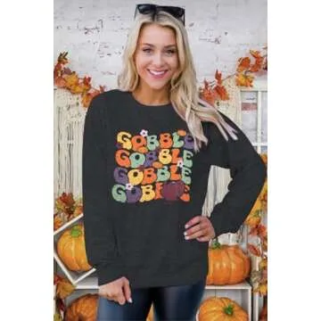 Gobble Til You Wobble T Shirt Women Thanksgiving Shirt Graphic Print Funny Turkey Day Shirt Thanksgiving Tee Tops
