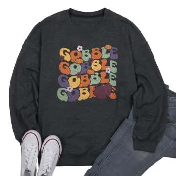 Gobble Til You Wobble T Shirt Women Thanksgiving Shirt Graphic Print Funny Turkey Day Shirt Thanksgiving Tee Tops