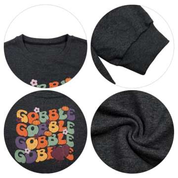 Gobble Til You Wobble T Shirt Women Thanksgiving Shirt Graphic Print Funny Turkey Day Shirt Thanksgiving Tee Tops