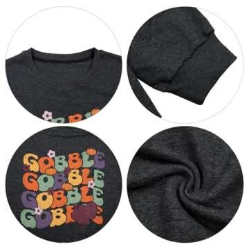 Gobble Til You Wobble T Shirt Women Thanksgiving Shirt Graphic Print Funny Turkey Day Shirt Thanksgiving Tee Tops