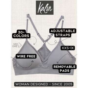 Kalon Women’s 4 Pack Wireless Comfort Sports Bralette