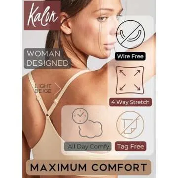 Kalon Women’s 4 Pack Wireless Comfort Sports Bralette