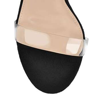 MissHeel Women’s Ankle Strappy Clear Chunky Heel Gladiators Rhinestone Heels Black Size 11 Lace Up Sexy Dancing Summer Shoes