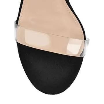 MissHeel Women’s Ankle Strappy Clear Chunky Heel Gladiators Rhinestone Heels Black Size 11 Lace Up Sexy Dancing Summer Shoes