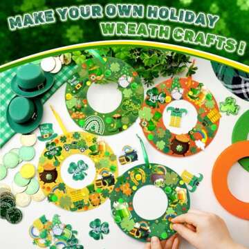 472 Pcs St. Patrick's Day Craft Kits Irish DIY Wreath Craft Kit St. Patrick's Day Wreath Arts Decora...