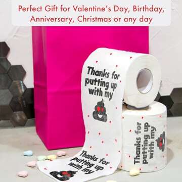 Funny Toilet Paper - Valentine's day gift - Birthday or Anniversary Gag Gifts, Romantic toilet paper bulk funny toilet paper roll - Bathroom gag gifts, Custom printed toilet paper