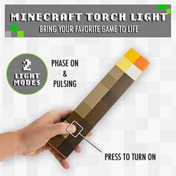 Paladone Minecraft Torch Lamp and Night Light - Officially Licensed Decor