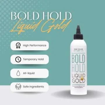 The Hair Diagram - Bold Hold Liquid Gold - Glueless Lace Gel - Temporary Hold for Wigs and Hair Systems - Styling Agent for Baby Hairs - Non Toxic - Aerosol & Alcohol Free - Water Based Formula - 8oz