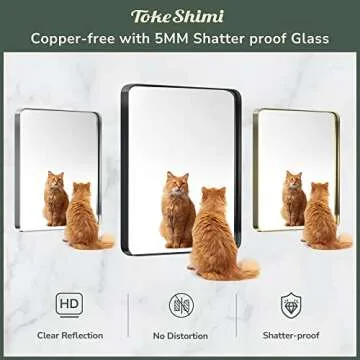 TokeShimi 20 x 30 Inch Gold Bathroom Wall Mirror Vanity Metal Frame Round Corner Rectangular for Home Decor Living Room Entryway (Horizontal/Vertical)