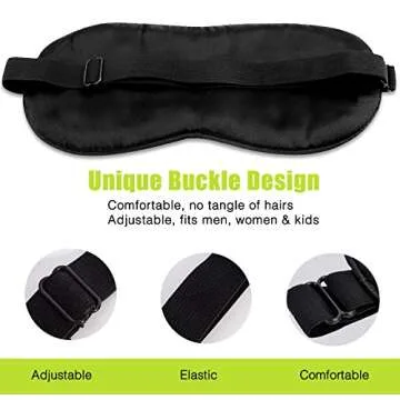 Fitglam Natural Silk Sleep Mask / Eye Mask with Eyelashes Patterns & Free Ear Plugs, Black With White Eyelashes