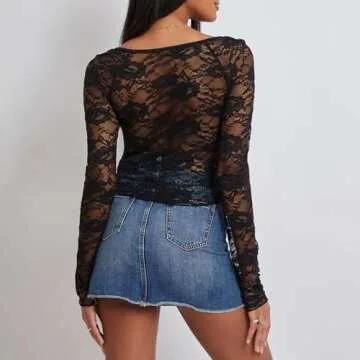 Stylish Women Lace Long Sleeve Crop Top for Any Occasion