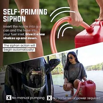 FlowPro Multipurpose Self-Priming Gas Siphon 3/4” x 8’ | Durable Industrial Grade Tubing Siphon Hose | Fuel Siphon for Gas, Oil, Water, Non-Corrosive Chemicals | 7 Gallons/Minute |