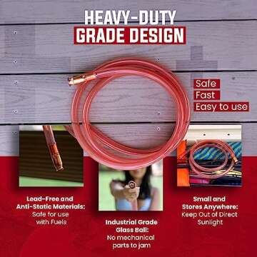 FlowPro Multipurpose Self-Priming Gas Siphon 3/4” x 8’ | Durable Industrial Grade Tubing Siphon Hose | Fuel Siphon for Gas, Oil, Water, Non-Corrosive Chemicals | 7 Gallons/Minute |